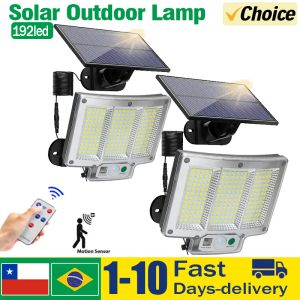 Dekorationer Ny 192 LED Solarlampa utomhusvägglampa IP65 Vattentäta Spotlights lamprörelsessensor Solar 3 Mode Street Light Garden Decor