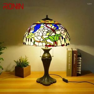 Table Lamps RONIN Tiffany Lamp American Retro Living Room Bedroom Luxurious Villa El Stained Glass Desk