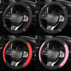 Steering Wheel Covers 1PCS Universal38cm PU Leather Bling Car Cover Rhinestone Steering-Wheel Decor Auto Accessories H2C7