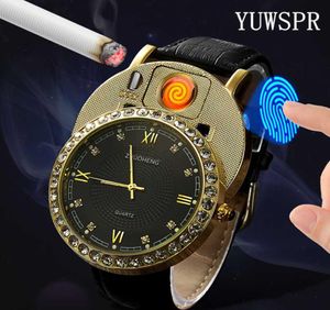 Сигаретные часы для часов, мужские Quartz Watch USB, а также роскошные бриллиантовые циферблаты повседневные наручные часы мужские часы JH3911 1PCS3909560