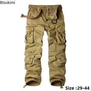 Men's Pants 2024 Mens Cotton Cargo Pants Fashion Eight Pocket Sports Mens Trousers Pants Mens Loose Straight Street PantsL2403