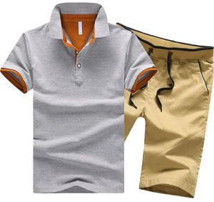 Wzór mężczyźni swobodny rozmiar dresu m4xl set Set Summer Summer Bawełna męska dwupoziomowa koszulka polo z krótkim rękawem 2 szt. Soli3270711