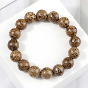 Beaded 6 8 10 12mm Natural Wood Bead Armband för män Elastisk buddhistisk bön och handgjorda kvinnors yogamycken Pulsera