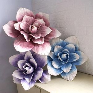 Dekorativa blommor simulering pe skum platt botten jätten magnolia vägg bröllop bakgrund diy party faux blommor dekoration hem falskt flore