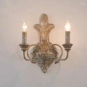 Lâmpada de parede French Antique Iron de cabeça dupla americana retrô B quarto de cabeceira de cabeceira decorativa sala de estar