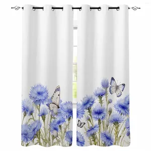 Curtain Country Spring Flowers Butterfly Window Curtains For Living Room Kitchen Bedroom Decorative Treatments