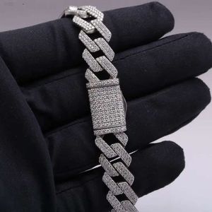 VVS Moissanite Cuban Chain 힙합 10mm 12mm 14mm 925 스털링 실버 아이스 아웃 랩퍼 S Moissanite Cuban Chain for Men