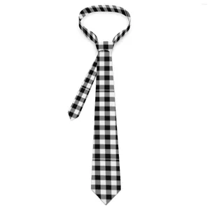 Bow Ties Black White Plaid Tie Vintage Check Cosplay Party Neck Classic Casual For Men Collar Necktie Birthday Gift