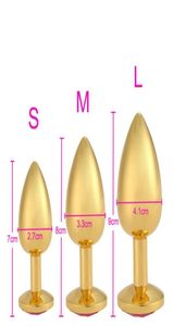YUELV Gold Metal Anal Toys Butt Plug Stainless Steel Diamond Anal Plug Plated Anus Insert Stopper Adult Sex Toys For Women Men5308462