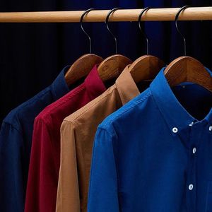 Camisas de vestido masculinas Spring e outono Camisa de mangas compridas Capletoy Fabric Fabric Button-Down Collar Camisa Men Chemise 5xl