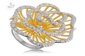 Hiperbole Shunxunze 925 Sterling Silver Jewelry Charms vintage Moda Mulher Anéis de casamento White Cubic Zirconia S3792 2343859