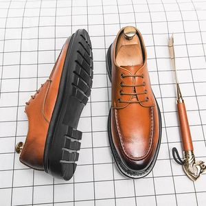 Casual Shoes 2024 Men Derby Gentleman Fashion Business Dress Wedding Leather Flat