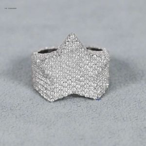 14ktホワイトゴールドラウンドブリリアントカットメンズヒップホップリングのラボ栽培ダイヤモンドは、VVS明確さで作られたユニークなデザイン
