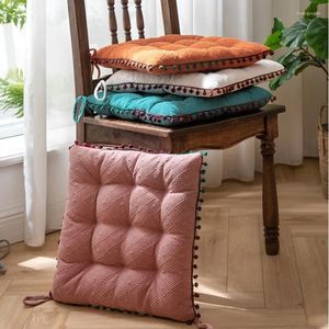 Pillow Inyahome Square Pompom Chair Pad With Ties Seating Throw Cover Hippie Decorative Bohemian Ottoman Poufs For Living Room