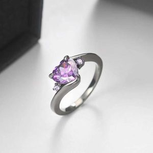 Wedding Rings Black Gold Womens Ring Love Purple Zircon Ring Bridal Princess Wedding Engagement ring Size 6 7 8 9 10