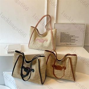 Shoulder Bags Cain Straw Bag Summer Lipstick Beach Designer and Weave Mini Soulder Underarm Luxury Top Mirror Quality Flap Purse Natural Plant MaterialH24221