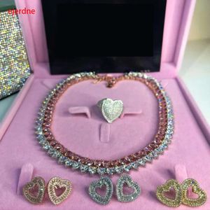 Bling Iced Out Tennis Chain Necklace For Women 5A CZ Paved 6mm Hearts gold plated Chokers Fashion Jewelr Gift For Halloween Party