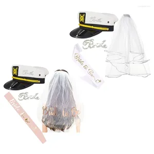 Berets Bachelorette Party Decorations Zestawy Sash White Veil and Captain Yacht Hat Set