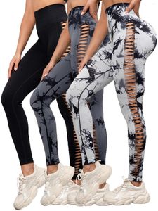 Active Pants Normov 2024 Tie Dye Yoga Wome Hollow Out Sexy Gym Leggings of Women Push Up Seamless Fitness High midje Sport