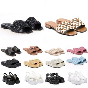 free shipping designer Sandals shoes women slides slippers platform black white blue womens flip flops nappa foam rubber matelasse luxury leather slides