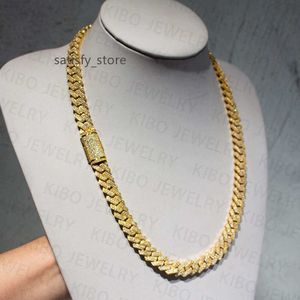 Hip Hop Bling 12mm VVS Moissanite Diamond Iced Out Necklace Sliver Cuban Link Chain