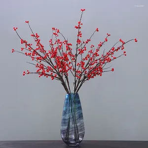 Fiori decorativi 1 pcs Fino finta rossa rossa ibrida fiore ciliegia stamens bundle torta fai -da -da -te ghirlanda da regalo per matrimoni natalizi artigianato