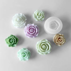 Moulds 3D Rose Flower Bloom Silicone Mold Candle Fondant Soap Cake Mold Cupcake Jelly Candy Chocolate Decoration Moulds Baking Tool
