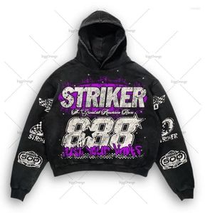 Erkek Hoodies American High Street Moda Marka Giyim Erkekler Y2K Gotik Punk Mektup Baskı Pullover Hoodie Harajuku Retro Büyük boyutlu