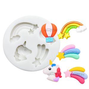 Moulds Unicorn Meteor Rainbow Hot Air Balloon Silicone Sugarcraft Mold Chocolate Cupcake Baking Mold Fondant Cake Decorating Tools