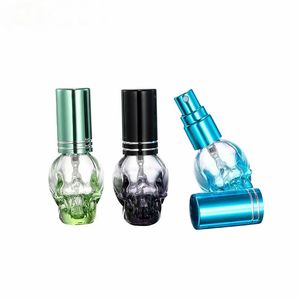 1PC 8ml Skull Design Perfume Bottle Portable Travel Perfume Atomizer Glass Spray Scent Pump Case Empty Mix Color