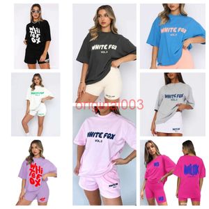 女性ホワイトフォックストラックスーツスーツガールホワイトシャツ2 PC/セットヤング通気性レディTシャツショーツセットゆるんだタイトフィッティングスポーツパンツソフト女性トップ服セット