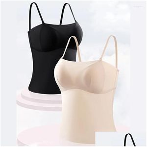 Camisoles Tanks Women Mbery Silk Lining Solid Colors Padded Thin Bralette Camisole Camiチューブトップ