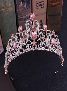 Barock brudtillbehör bröllop tiara krona röd grön blå prinsessan krona för flickor kristall huvudband huvudstycke smycken6150388