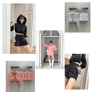 womens tracksuit woman designer clothing two piece sets Hooded collar zipper two-piece short long-sleeved shorts with sports casual high neck with solid waterproof