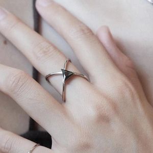 Cluster Rings BF CLUB 925 Sterling Silver Ring For Women Jewelry Black Cross Simple Open Vintage Handmade Allergy Party Birthday Gift