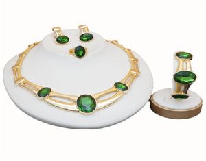 Jóias de pedras verdes de ouro rosa conjuntos de jóias para mulheres conjuntos de jóias de luxo em conjuntos de jóias brincos de gotas de garanhão jewellery3048286