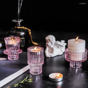 Candle Holders Nordic Tealight Holder Candlestick Glass Candles Table Stand Romantic Crystal For Home Decor