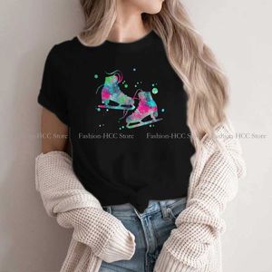 Camisetas de camisetas masculinas para patinar para mulheres patins de gelo pintando aquarela de lazer básico Sorto de camiseta de camiseta alta Quty Trendy T240425