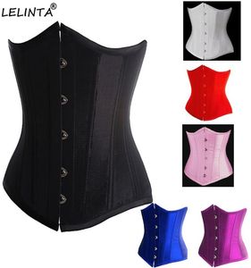 Corsetti e bustiers in giro in vita in raso nero e bustiers Cincher Steampunk Abito da sposa biancheria da sposa Lingerie sexy per donne2460276