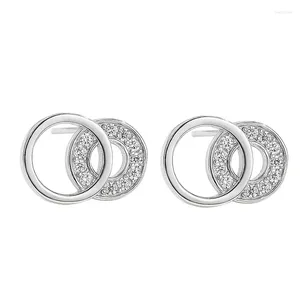 Studörhängen S925 Sterling Silver Temperament Geometric Circle Earring Personlighet Kvinnliga smycken Ornament