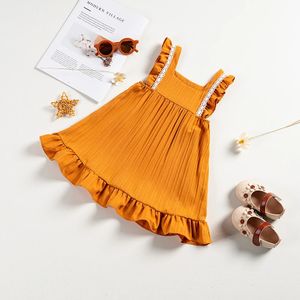 Solid Color Girl Lace Casual Dress Summer Dress Westernized Embroidery Style Cute Girl Princess Dress 240423
