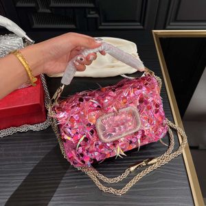 Shoulder Bags Crystals Bag Designer Dinner Cross Body Sliding Chain Top Handle Handbag Rhinestone Baguette Sequin Hand Purse Mirror Quality Tote