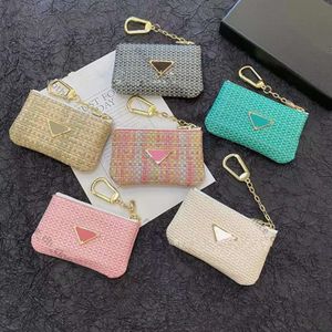 Praada Designer Keychain Brand Key Bag Light Luxury Weaving Texture Zero Wallet Zipper Card Bag Storage Universal Keychain Wallet 167