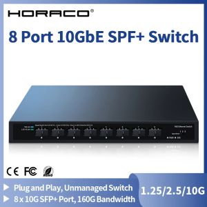 Switches HORACO 10Gbe SFP+ Ethernet Switch 8 Port 10000Mbps Optical SFP+ Network Switch Plug and Play Home Lab Unmanaged Switch