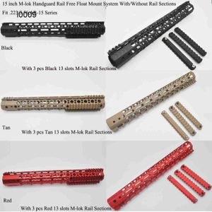 15 tum M-Lok Handguard Rail Picatinny Mount System med/nr 3 st Mlok Rail Sections Black/Red/Tan Color