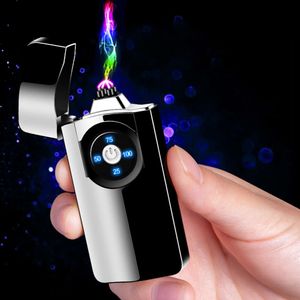 Business Electronic Lighter Touch Sense Pulse Double Arc USB Windproof Tändare med LED -ljus