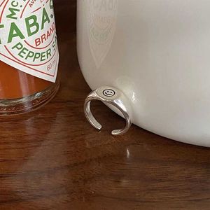 Wedding Rings Versatile design smiling face tail ring index finger ring fashionable opening ring simple and high-end ring for women