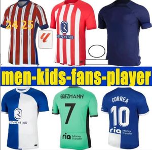24 25サッカージャージモラタグリーズマンメンフィス2024 2025 120th M.Llorente Corea Koke Atletico Madrids Camisetas De Futbol Lemar Carrasco Men Kid Kitフットボールシャツ
