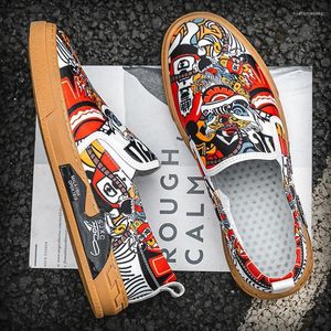 Sapatos casuais nação de moda graffiti padrão de pano de tecido causal plataforma para homens mocassins rock esportes punk tênis de waliking