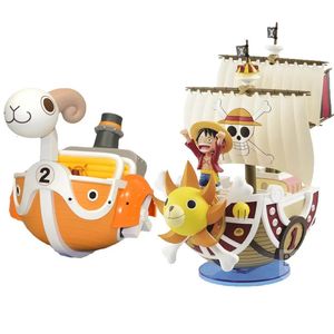 En bit fartygsfigur Luffy Model Toy Perifer Super Cute Mini Boat Assembled Model One Piece Ship Blind Box Kid Birthday Present 240426